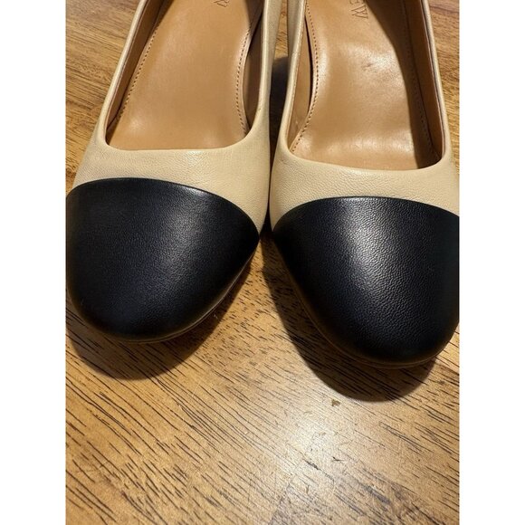 J CREW Cap Toe Block Heel Leather Pump Size 7 Quiet Luxury Old Money Classic - Picture 5 of 8